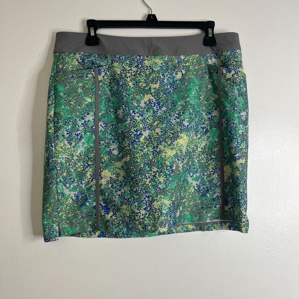 Adidas Green, Gray & Royal Blue Pull on Stretch Golf‎ Tennis Skort Women's Sz M